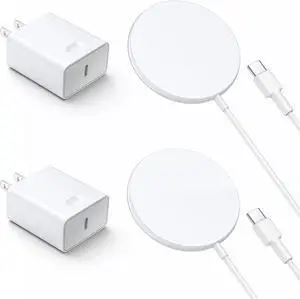 Magnetic Wireless Charger for iPhone 16 15 Wireless Charger with 20W PD USB C Charger 2 Pack Compatible with Magsafe Charger for iPhone 16/16 Pro/16 Pro max/15/15Pro/15Promax/AirPods3