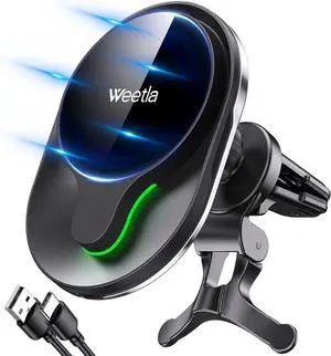 weetla Fits iPhone MagSafe Car Mount Charger,Magnetic Wireless Car Charger for Air Vent Mount Compatible with iPhone 14/13/12 Series and Magnetic Cases,Black