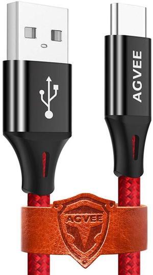 AGVEE 2 Pack 15ft USB-C Cable, Extra Long Braided Type-C Charging Cord Fast Android Phone Charger Wire, Seamless USBC End Tip for Samsung S10 S10e S9 S8 A10e, Note 9 8, LG Stylo 4 5, Red