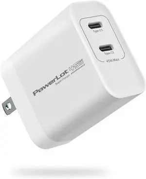 USB C Charger 45W, PowerLot 45W 2-Port USB C Charger Block, GaN Wall Charger, PPS Super Fast Charger for Galaxy S23/ S22/ S21/ Tab S8/ Z Fold 4/5/ Z Flip 5/4, MacBook Air/iPad Pro/Air/iPhone 15-8