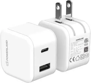 USB C Charger Block 25W,2 Pack Compact Foldable Plug PD PPS Fast Charger Adapter Compatible with iPhone 15/15 Plus/14/13/12,MacBook Pro/Air,iPad/iPad Mini and More