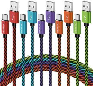 USB C Cable 10FT 5-Pack Nylon Braided USB A to Type C Charger Cable Fast Charging Cord Compatible with  Galaxy S24 S23 S22 Note 20 10 9 8 Moto G7 G8 Type C Cable