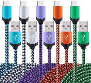 5pack-6ft USB C Cable for iPhone 16 15 Pro Max 15Pro Plus, Type C Cable Fast Charging Phone Charger Braided Android Cord for Samsung Galaxy S24 Ultra S23+ S23 Ultra A16 5g A15 Google Pixel 9 USBC Wire