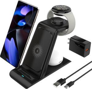 HATALKIN Upgraded Pixel Watch 3/2 Charger,3 in 1 Pixel Charging Station for Google Pixel 9/8/7/XL,Pixel Buds Pro/2,Wireless Charger Stand for Multiple Devices with Adapter(Not for Pixel Watch 1)