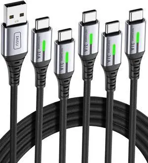 INIU USB to C Cable Fast Charging, [5 Packs, 1.6FT+3.3FT*2+6.6FT*2] 3.1A Type C Cords, Nylon USB-C Phone Charger Cables for iPhone 16 15 Samsung Galaxy S21 S20 S10 A14 Note 10 LG Pixel 9 8 etc