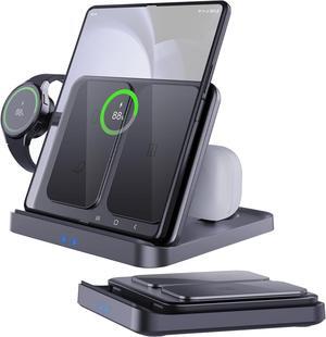 Wireless Charger Station for Samsung Z Fold 6/5, ANPULES 3 In 1 Foldable Fast Wireless Charging Stand Dock for Samsung Galaxy Z Fold4/Flip 6/5/, Wireless Charger for Watch 6/6 Classic, Buds 2/Pro/Live