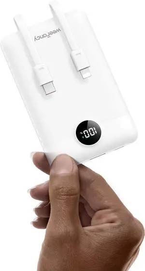 Mini Portable Charger with Built-in Cables 22.5W Fast Charging Power Bank USB-C Small Battery Pack 10000mAh Travel Essential Slim Battery for iPhone 17/16/15/14, Samsung 25/24, and More
