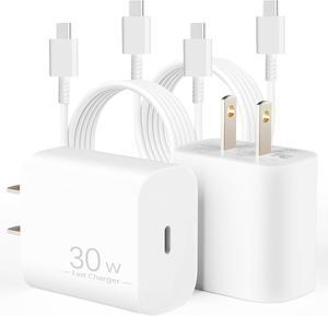 Pixel Charger for Google Pixel 9 pro xl/8/8a/7/7 Pro/6a/6,2Pack 30W USB C Charger for Samsung Galaxy A14/S21,USB C Charger Block with 6.6ft Cable(PD30W)