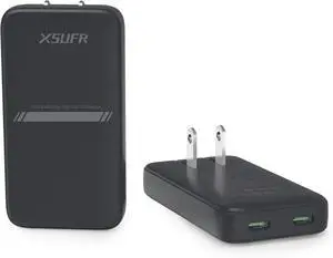 45W USB Wall Charger,Flat Wall Charger,Dual USB C with PD 3.0 & GaN,Folding USB Wall Plug for Traveling,Fast Charging for Laptops,Phones,Support Super Fast Charging for Samsung Galaxy, Black