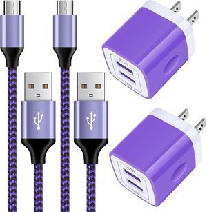 Android Charger, 2-Pack Fast Charger Android Phone Fast Charging 6FT Micro USB Charger Cable for Samsung Galaxy S5 S6 S7 Edge J7V J7 J3 Orbit J3V J5 J8 Note 5, LG K22 K20 K50 K40,Moto G5 G4 E6 E5 E4