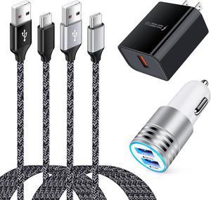 USB C Type Charging Cable C Wall Plug Car Charger Fast Charging for Google Pixel 9 Pro XL/9 Pro/8 7 6 Pro 6a/Samsung Galaxy A06/A35 5G/A55/A54/S24 Ultra/S24 Plus/S23FE/S22 Ultra/A15/A14/A13/A05S/A03S
