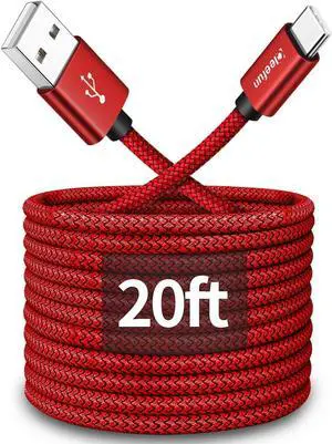 CLEEFUN 20ft (6m) Long USB Type C Cable, USB A 2.0 to USB C Cable Nylon Braided Charger Cord Compatible with Samsung Galaxy Note, L-G, Mo-to, Pixel, Switch and More USB C Smartphone Tablet