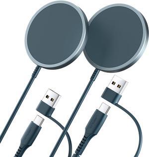 Mag-Safe Charger 2-Pack 15W, JSAUX Magnetic Wireless Charger Fast Charger Pad Compatible with MagSafe Charger, iPhone 16/16e/16 plus/16 Pro/16 Pro Max/iPhone 15/14/13/12 Mini Mag Charger Airpods Blue