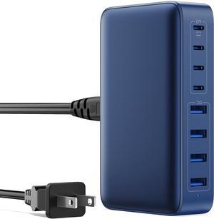 USB C Charger 200W USB C Charger Block,Upgraded GaN III 8-Port Fast Charging Station Hub,PD 65W Laptop Charger Adapter Compatible with MacBook Pro/Air,DELL,Steam Deck,iPhone 15/14/13 (Deep Blue)