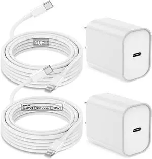 Hccob iPhone 14 13 12 Charger Fast Charging, [MFi Certified] Long USB C to Lightning Cable,20W USB C Fast Charger Block for iPhone14 Pro Max/13/12Pro Max/11/11Pro Max/XS/XR/X/8Plus,iPad(White-10FT)