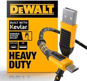 DEWALT Heavy Duty USB to Micro-USB Cable, Jobsite Micro USB Connector Cable, High Speed Charging Cord for Compatible Android Phones, Cameras, Legacy Devices, 6 ft (Black)