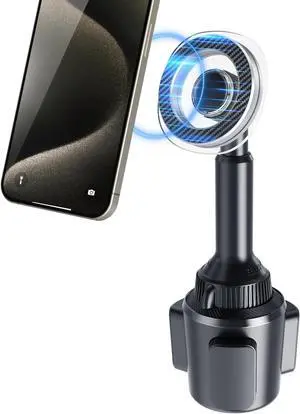 OQTIQ Phone Cup Holder for Car Mount Compatible with MagSafe, Quick Extension Long Arm and 360° Rotation - Stable & Secure for iPhone 12-16 Series, Not Charger