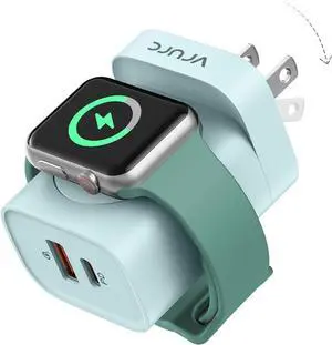 VRURC Charger for Apple Watch, USB C Wall Charging Block for iPhone, 20W Fast Charging,Foldable Plug Travel Charger Stand for iWatch Ultra/SE/10/9/8/7/6/5/4/3/,iPhone 16 15 14 13,Android-Green