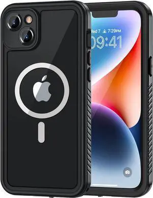 Lanhiem for iPhone 14 Magnetic Case, Waterproof Dustproof Shockproof Case with Built-in Screen Protector Compatible with Magsafe, Full Body Protective Cover for iPhone 14 6.1 inch -Black