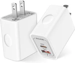 2Pack iPhone Fast Charger Block, 20W USB-C Power Adapter Dual Port USB A&C Type Fast Charging Block Compatible with Apple iPhone 16 Pro/16Pro Max/16e/15/14 Pro/13/12, Type C Wall Plug for iPad Samsung