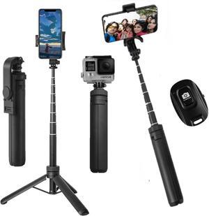 Selfie Stick for iPhone,Phone Tripod with Remote Shutter and Rotate Phone Stand for Video Recording, Lightweight,Portable,Travel Tripod for iPhone/Gopro (Black, 50 inch)
