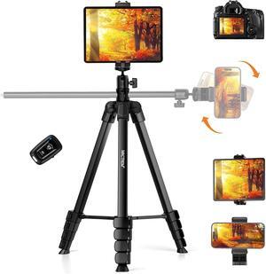 MACTREM Phone Tripod with Selfie Stick, 70" Horizontal Overhead Tripod for iPhone iPad, Camera Tripod Stand with Wireless Remote for Video Recording/Selfies/Live Stream/Vlogging