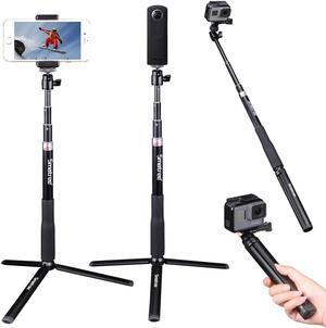Smatree Telescoping Selfie Stick with Tripod Compatible for GoPro Hero 13/12/11/10/9/8/7/6/5/Insta360, for OSMO 5 Pro4/3/Ricoh Theta, Compact Camera and Phone
