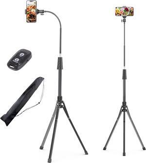 UBeesize 92 Cell Phone Tripod Stand with 16.5 Gooseneck and Remote, Overhead Tripod with Adjustable 360°Ball Head & Phone Holder for iPhone 14 Pro Max/Plus/13/12/11, Android Cell Phone