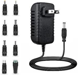 12V 2A Power Supply, Universal Power Adapter with 8 Selectable Plug, Power Adapter for Led Power Supply, CCTV Camera, BT Speaker, GPS, Webcam, Router - 2000mA Max
