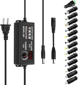 Aclorol Universal AC Adapter 3V-24V 3A 72W Adjustable Power Supply DC 3V 5V 6V 9V 12V 24V 100-240V AC/DC Converter Various Switching with Polarity Converter & 14 Tips for 12V 5V LED Pixels Lights