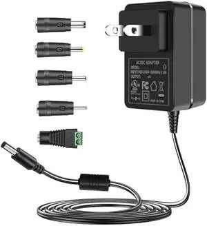 TKDY 24V DC Power Supply Cord 100-240V AC to DC 24 Volts, Compatible with 24Vdc 1.5A 1500mA 1A 1000mA 0.5A 500mA 0.1~1.5A Power Adapter, with 5 Tips. (Not Compatible 24V Battery Charger).