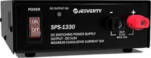 Universal Compact Bench Power Supply - 30 Amp Regulated Home Lab Benchtop AC-to-DC Converter for CB/HAM/Amateur Radio with 13.8V Fixed OutputScrew-Type Terminals, Cooling Fan - SPS-1330