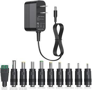 14V DC Power Supply Power Cord Universal Power Adapter 14Volt 1A Charger with 10 Interchangeable Jacks for 100mA 200mA 300mA 400mA 500mA 600mA 700mA 800mA 900mA 1000mA Devices AC-DC Adapters