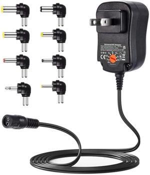 Powseed 12W Universal AC Adapter DC 3V 4.5V 5V 6V 7.5V 9V 12V Power Cord for Household Electronics CCTV IP Camers Routers Speaker Tablet Webcam USB Devices Multi Voltage 1000mA Wall Cord Charger