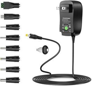 6V 9V 12V 15V 18V 20V 24V 41W Universal Switching Power Supply AC Adapter Charger Cord with 5V 1A USB Port and 8 DC Plugs 5.5x2.1mm 5.5x2.5mm 4.0x1.7mm 3.5x1.35mm Micro USB LED Connector