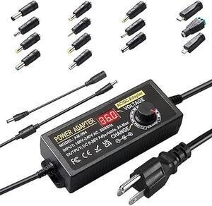 108W Universal Power Supply Adjustable 9V~36V DC Switching Adapter 100V-240V AC to DC Converter Transformer with LED Voltage Display,14 Tips & Polarity Converter,9V12V15V18V20V24V...36V Power Supply