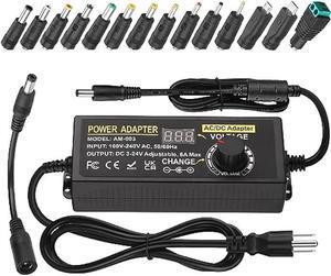 Universal Power Supply, Auplf Adjustable 24V 6A 144W Adapter, AC 100V-240V to DC 3V-24V Variable Power Supply Converter Transformer with 14 Tips