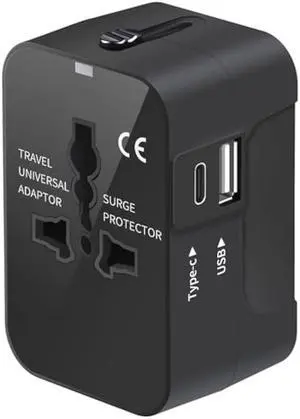 Universal Travel Adapter, All in One Plug Adapter with USB C, Worldwide Power Adapter USB Type C Port, International Wall Charger Foldable Plug Converter Outlet for Europe EU UK AUS (Type G/C/I/A)