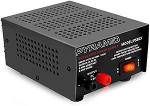 Pyramid Universal Compact Bench Power Supply - 6 Amp Linear Regulated Home Lab Benchtop AC-to-DC 12V Converter w/ 13.8 Volt DC 115V AC 100 Watt Power Input, Screw Type Terminals - Pyramid PS8KX