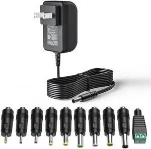 24V 1A Power Supply 24 Volt Charger 1000mA 24W Max Regulated Switching AC to DC Cord Adapter with 10 Replacement Connector 100V - 240V Input Adaptor US Wall Plug Certified by UL