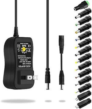 Aclorol 36W Universal AC/DC Power Adapter 3~12V 3A Adjustable Power Supply 100V-240V AC to DC 3V-12V 9V 7.5V 6V 5V 4.5V 3V 3A 2.5A 2A 1A Converter Switching with Polarity Converter & 14 Tips