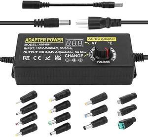 Adjustable Power Adapter, Towisituati Universal 3V ~ 24V Power Supply 5A 120W AC/DC Variable AC 100V-240V Universal DC Power Supply Adapter Converter Transformer