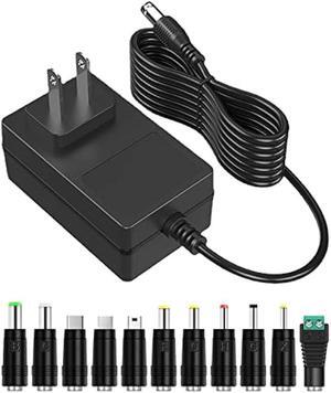 5V 2A AC Adapter Power Supply Charger [5 Volts 2 Amps Regulated Switching Power] with 11 Interchangeable DC Plug for 300mA 400mA 500mA 600mA 700mA 800mA 900mA 1000mA 1500mA 2000mA Equipment