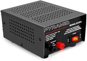 Pyramid Universal Compact Bench Power Supply - 5 Amp Linear Regulated Home Lab Benchtop AC-to-DC 12V Converter w/ 13.8 Volt DC 115V AC 70 Watt Power Input, Screw Type Terminals, Cooling Fan - PS7KX