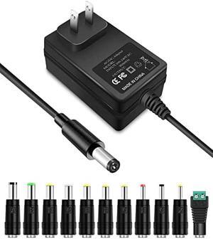 9V 2A Power Adapter AC Power Supply Charger Cord 9 Volts 2 Amps Regulated Switching with 11 Interchangeable DC Plug for 2000mA 1500mA 1000mA 900mA 850mA 800mA 700mA 600mA 500mA Equipment