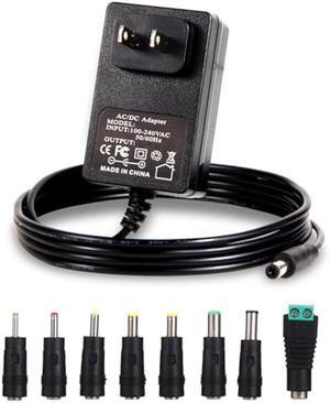 6V Power Supply AC Adapter DC 6Volt Power Adapter Charger DC in 6V Power Cord with 8 Interchangeable DC Plug for 100mA 300mA 400mA 500mA 600mA 700mA 800mA 900mA 1000mA 1500mA 2000mA Equipment