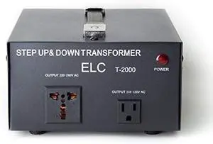 ELC T Series 2000 Watt Voltage Converter Transformer - Step Up/Down - 110v to 220v / 220v to 110v Power Converter - Circuit Breaker Protection, CE Certified [3-Years Warranty]