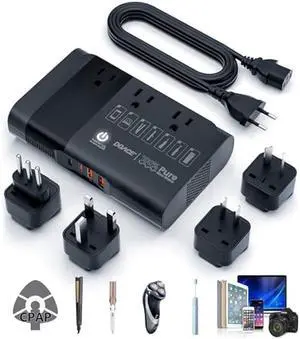 500W Pure Sine Wave Voltage Converter US to Europe, AI 220V to 110V Converter 50Hz to 60Hz Transformer for European Travel, Power Converter Adapter Combo USB-C for CPAP Hair Straightener Laptop Phone