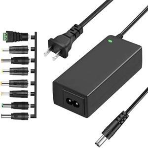 TKDY 24V DC Power Supply Cord 24Vdc 2.5A AC Adapter Compatible with 24Volts 0.1~2.5A 2.5A, 2500mA, 2A, 2000mA, 1.5A, 1500mA, 1A, 1000mA Electronic Device, with 8 Tips.