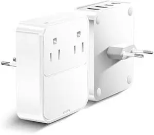 VHBW European Travel Plug Adapter, USB C Charger 30W PD Fast Charger with 2 AC Outlets Extender, 2 USB-C, 2 UBS-A International Power Adapter for US to Europe Germany Spain Italy France Travel Adapter